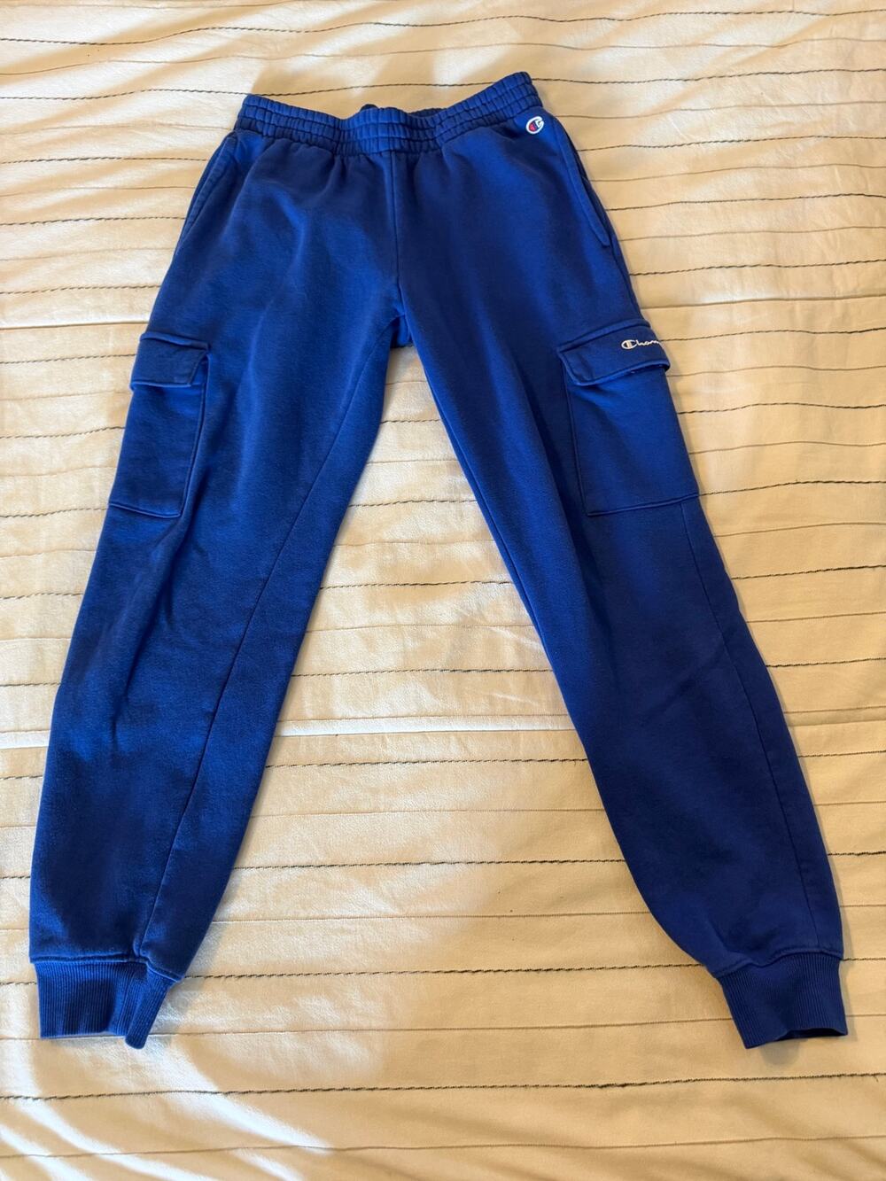 Champion Kids Blue Fleece Cargo Sweatpants - Size L (12/14)